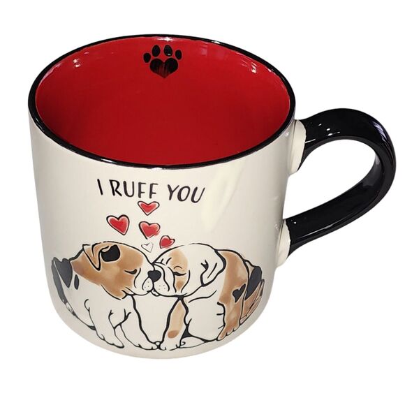 Spectrum Designz I Ruff You Embossed Ceramic Coffee Mug 16oz Red And White - Picture 9 of 10